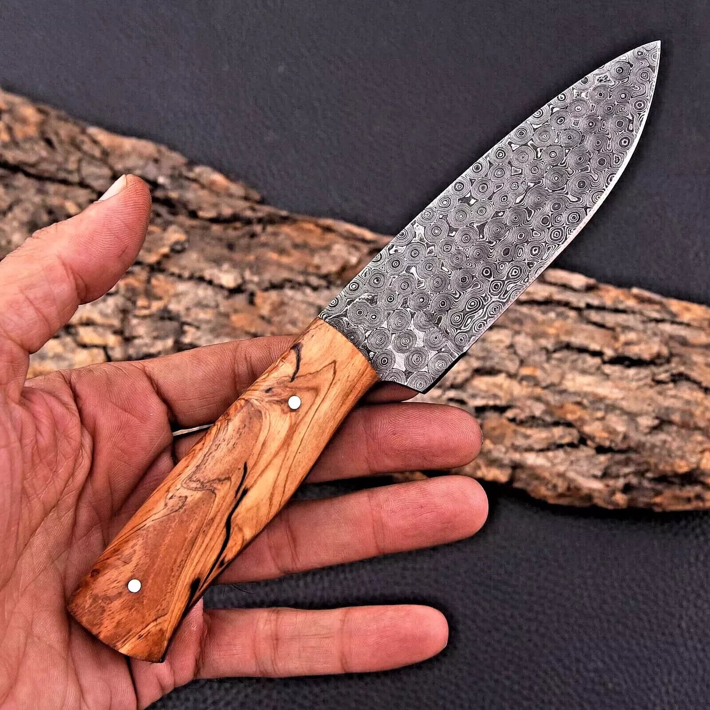 Custom Hand Made Hunting Knife Hand Forged Damascus Steel Leather Sheath