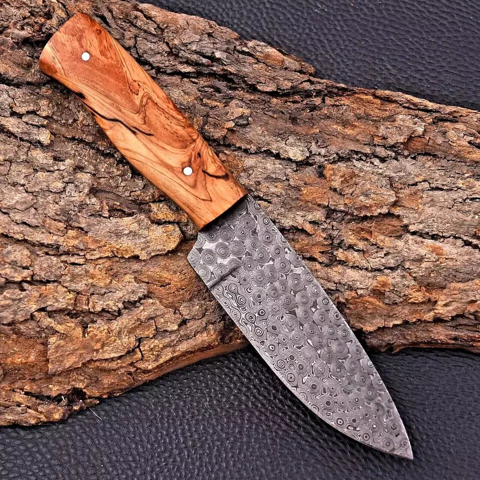 Custom Hand Made Hunting Knife Hand Forged Damascus Steel Leather Sheath