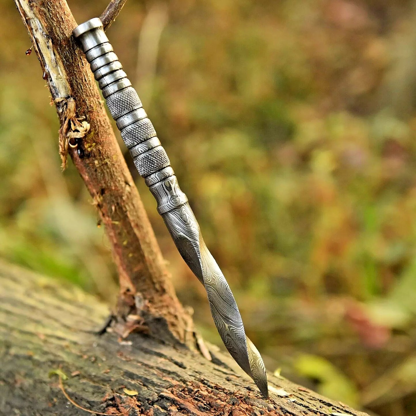 Custom Hand Made Tri Edge Dagger Knife Hand Forged Damascus Steel Kris Blade