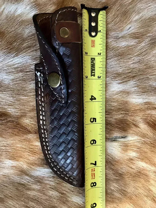 7.5 Inch Normal Hand Made Pure Leather Sheath For Fixed Blade Knife Embossed
