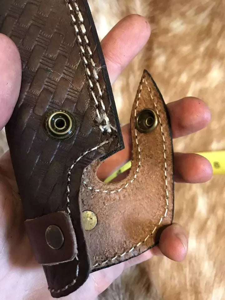 7.5 Inch Normal Hand Made Pure Leather Sheath For Fixed Blade Knife Embossed