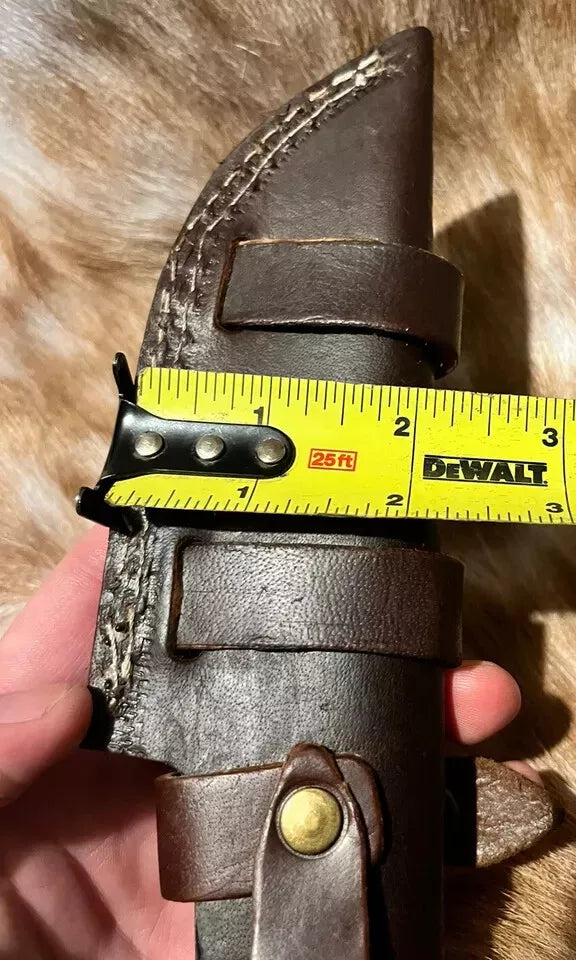 Cross Draw & Normal Hand Made Pure Leather Sheath For Fixed Blade Knife Embossed