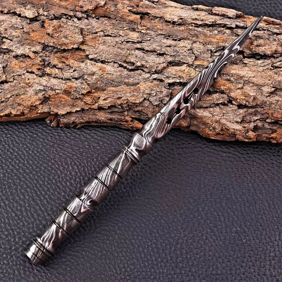 Custom Hand Made Tri Edge Dagger Knife Hand Forged Damascus Steel Kris Blade