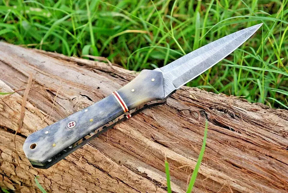 CUSTOM HANDMADE FORGED DAMASCUS STEEL BOOT KNIFE DAGGER HUNTING KNIFE