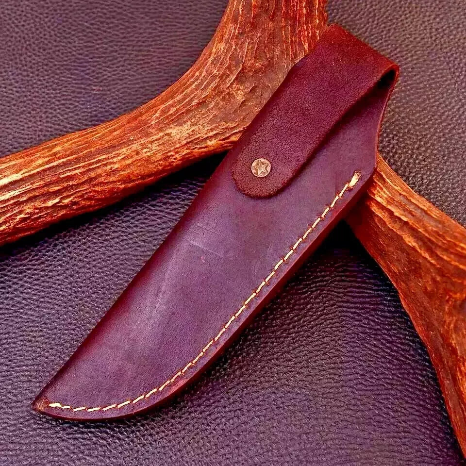 GENUINE LEATHER SHEATH CUSTOM HANDMADE FIXED BLADE KNIFE / HOLSTER
