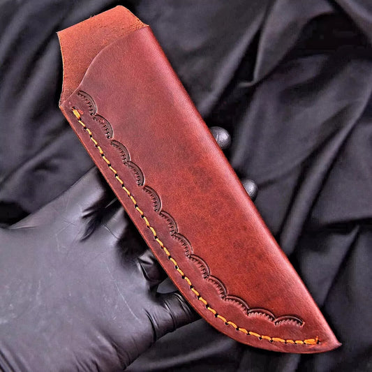 CUSTOM HANDMADE PURE COW LEATHER SHEATH FOR FIXED BLADE KNIFE