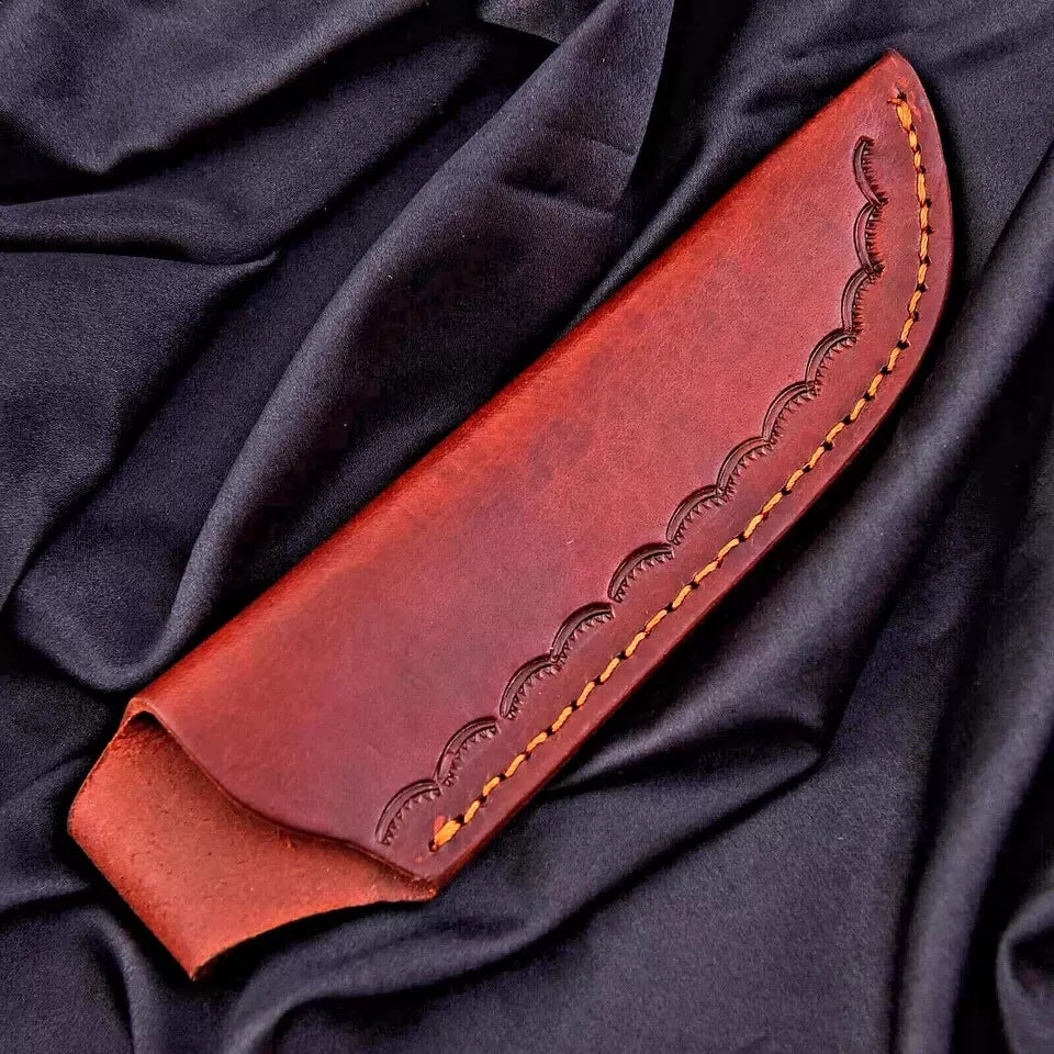 CUSTOM HANDMADE PURE COW LEATHER SHEATH FOR FIXED BLADE KNIFE