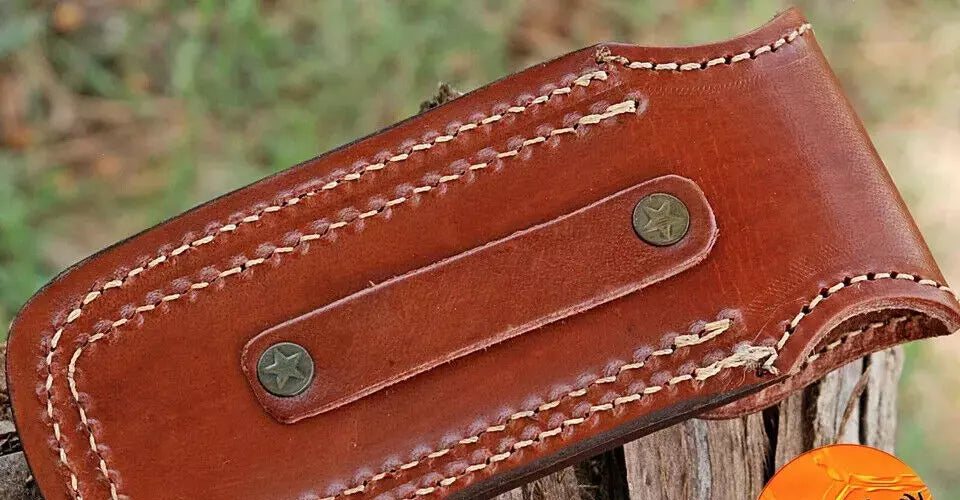 CUSTOM HANDMADE PURE COW LEATHER SHEATH FOR 5" FOLDING KNIFE SURVIVAL EDC
