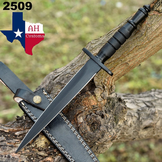 Sykes Fairbairn V-42 Dagger US Special Forces WWII Dagger Knife Leather sheath