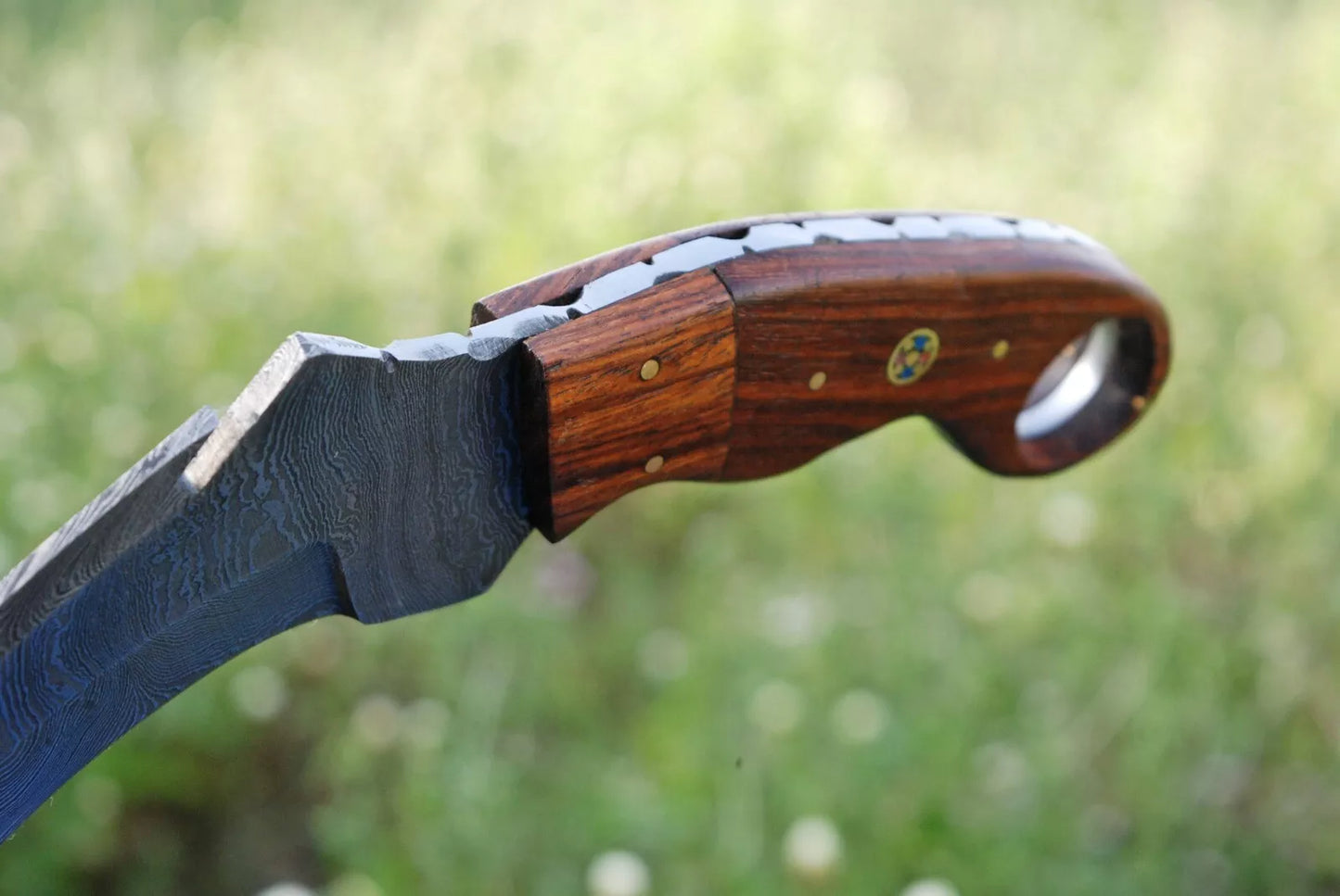 HAND FORGED DAMASCUS STEEL KARAMBIT COMBAT KNIFE WITH ROSE WOOD HANDLE AH-