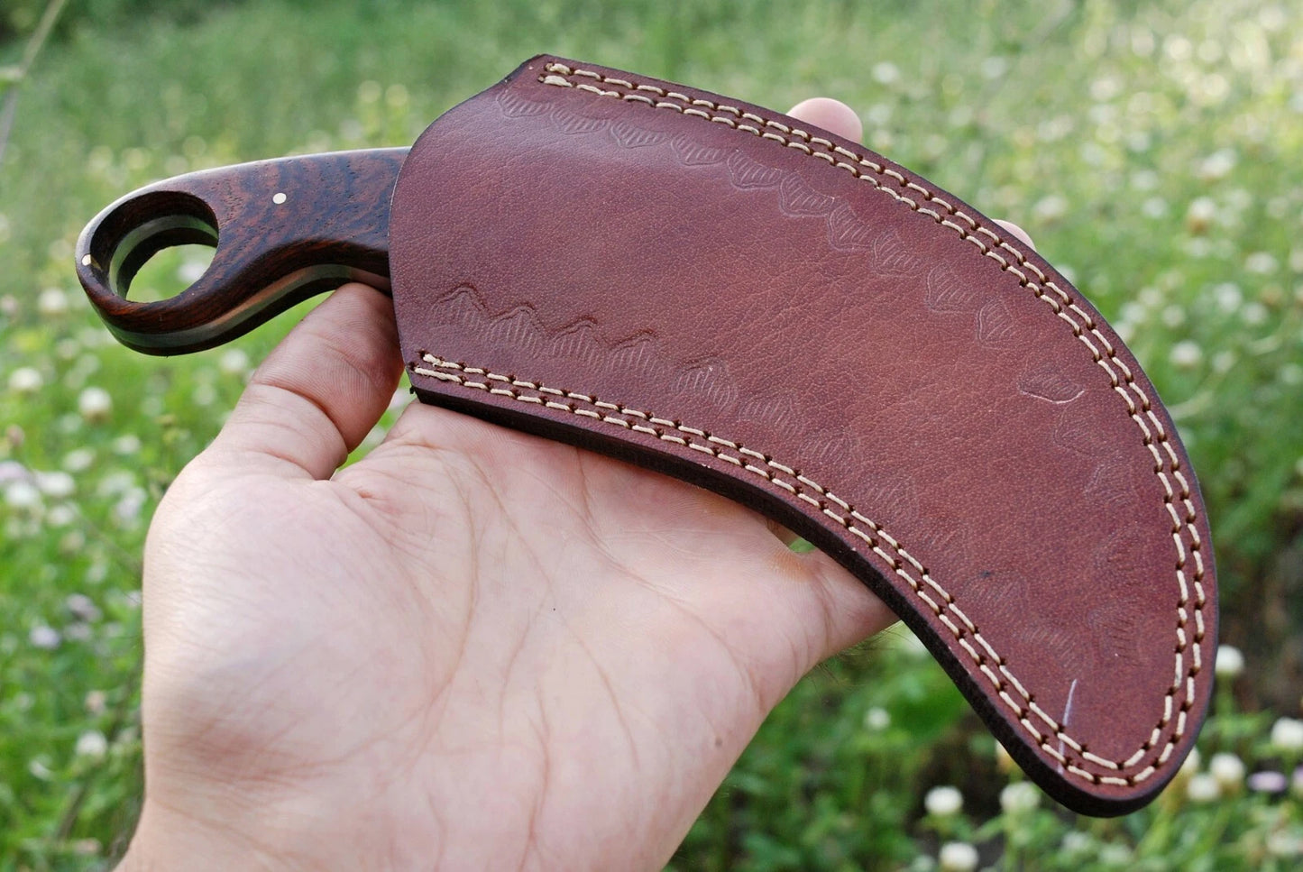 HAND FORGED DAMASCUS STEEL KARAMBIT COMBAT KNIFE WITH ROSE WOOD HANDLE AH-