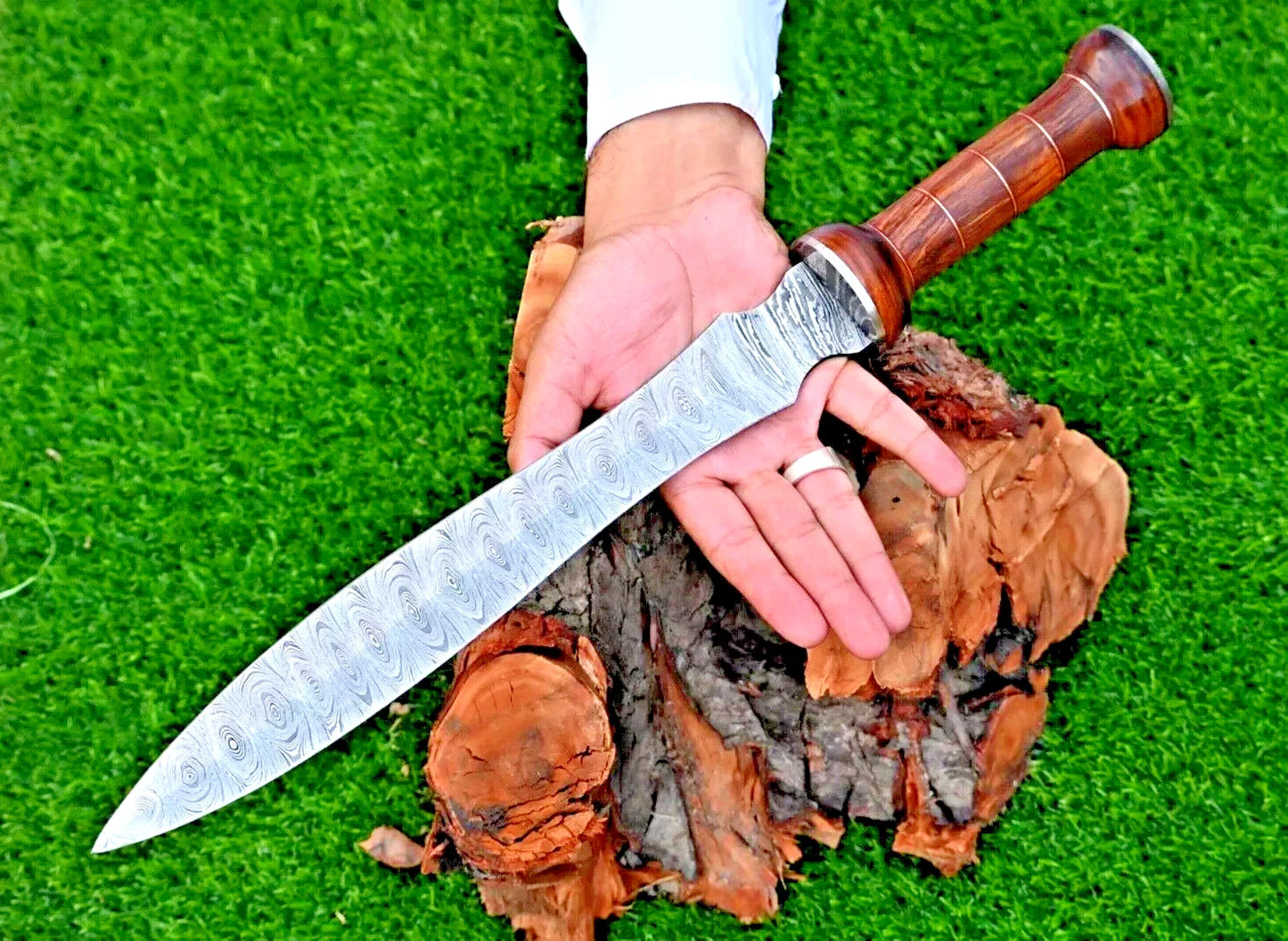 Roman Gladius SWORD Hand Forged Damascus Steel Double Edge gladiator Sword