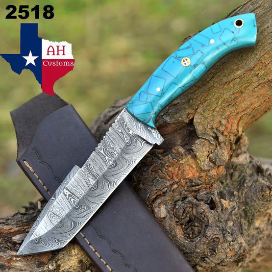 Damascus tanto Hunting Knife Custom Hand Made - Hand Forged Damascus Steel Blade