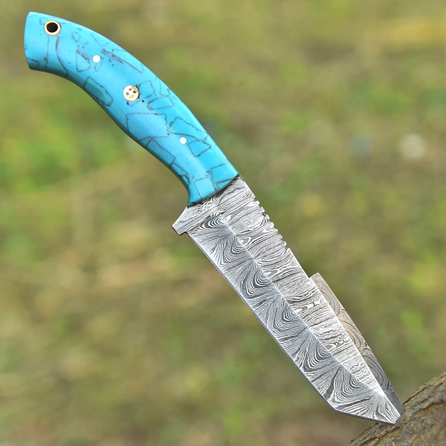 Damascus tanto Hunting Knife Custom Hand Made - Hand Forged Damascus Steel Blade