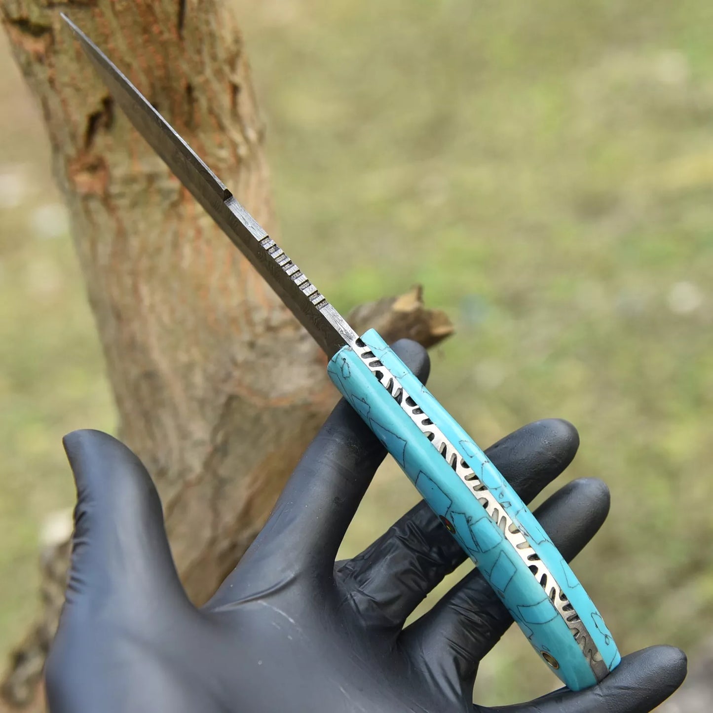 Damascus tanto Hunting Knife Custom Hand Made - Hand Forged Damascus Steel Blade