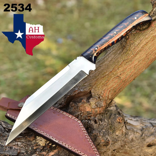 Handmade SEAX Knife D2 High Carbon Steel HUNTING Knife CAMPING PINE CONE HANDLE