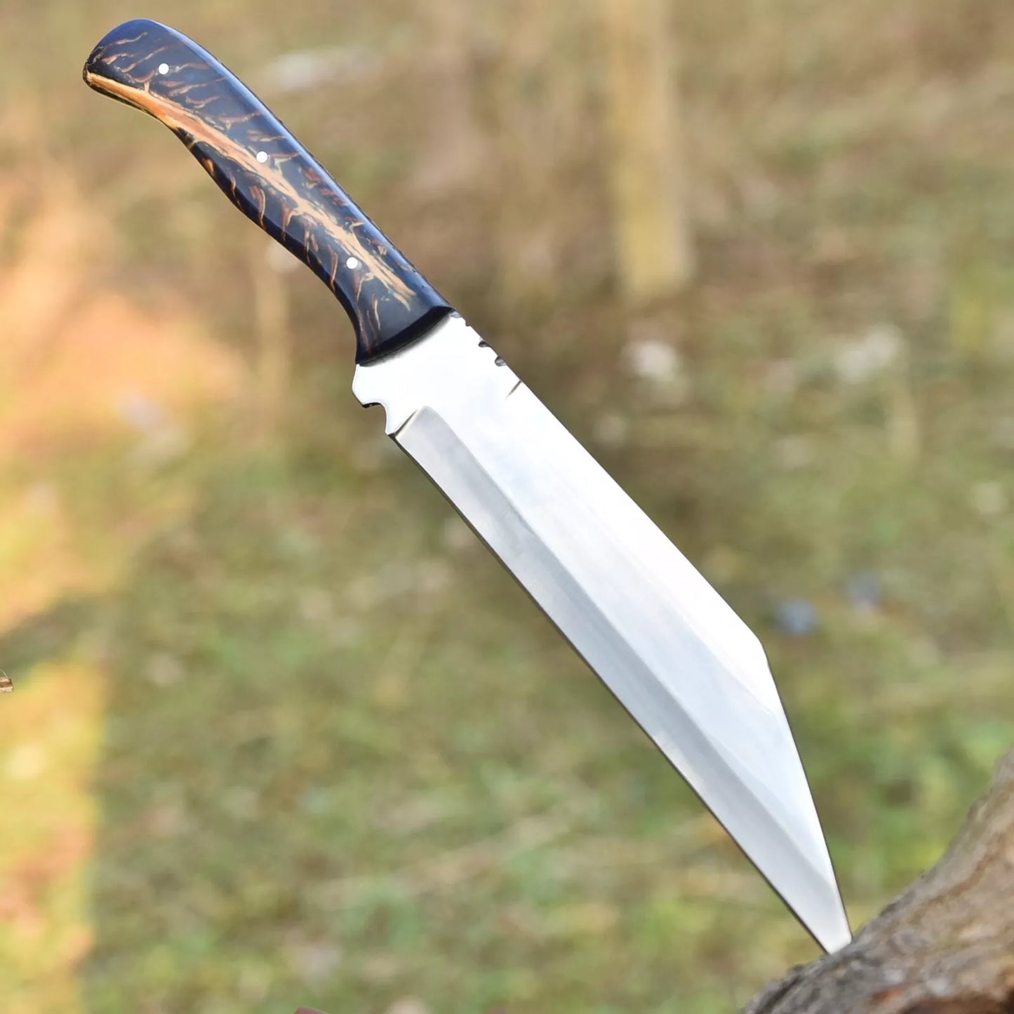 Handmade SEAX Knife D2 High Carbon Steel HUNTING Knife CAMPING PINE CONE HANDLE