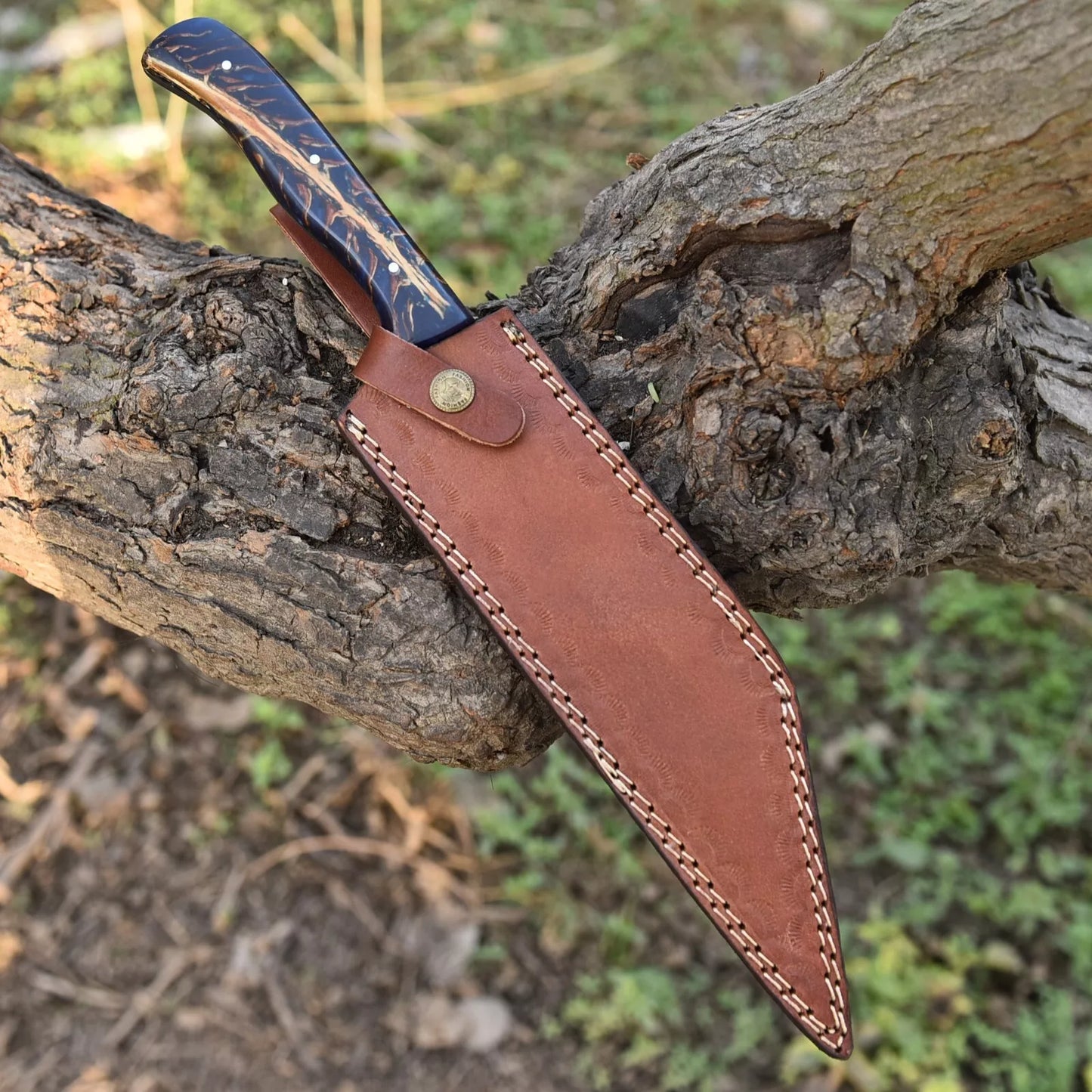 Handmade SEAX Knife D2 High Carbon Steel HUNTING Knife CAMPING PINE CONE HANDLE