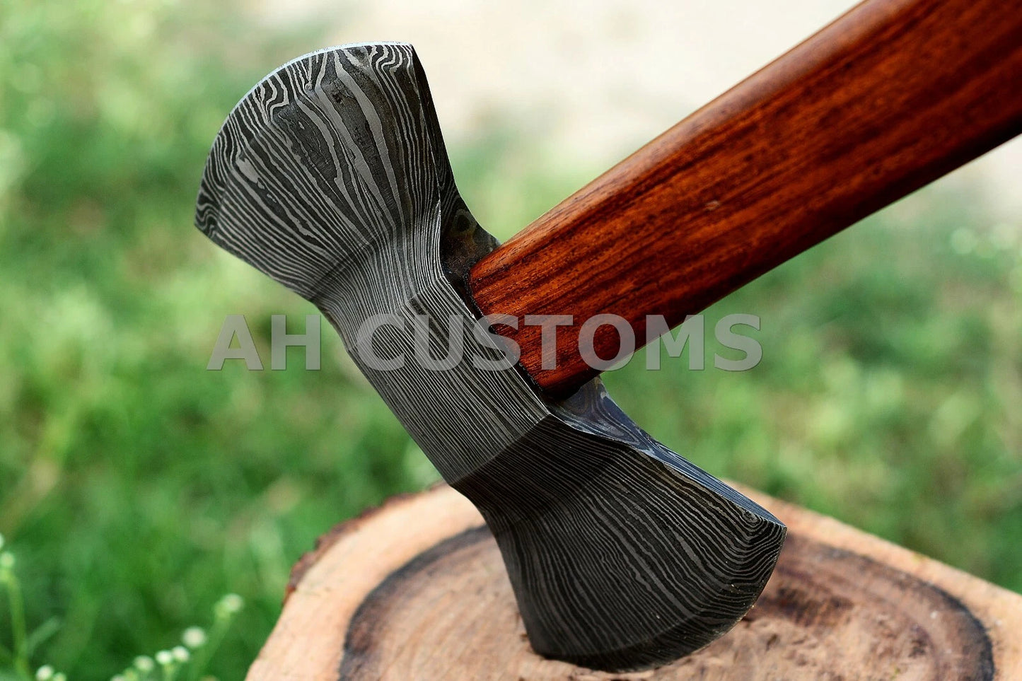 HANDMADE FORGED DAMASCUS STEEL TOMAHAWK, HATCHET, DOUBLE HEAD AXE ,INTEGRAL