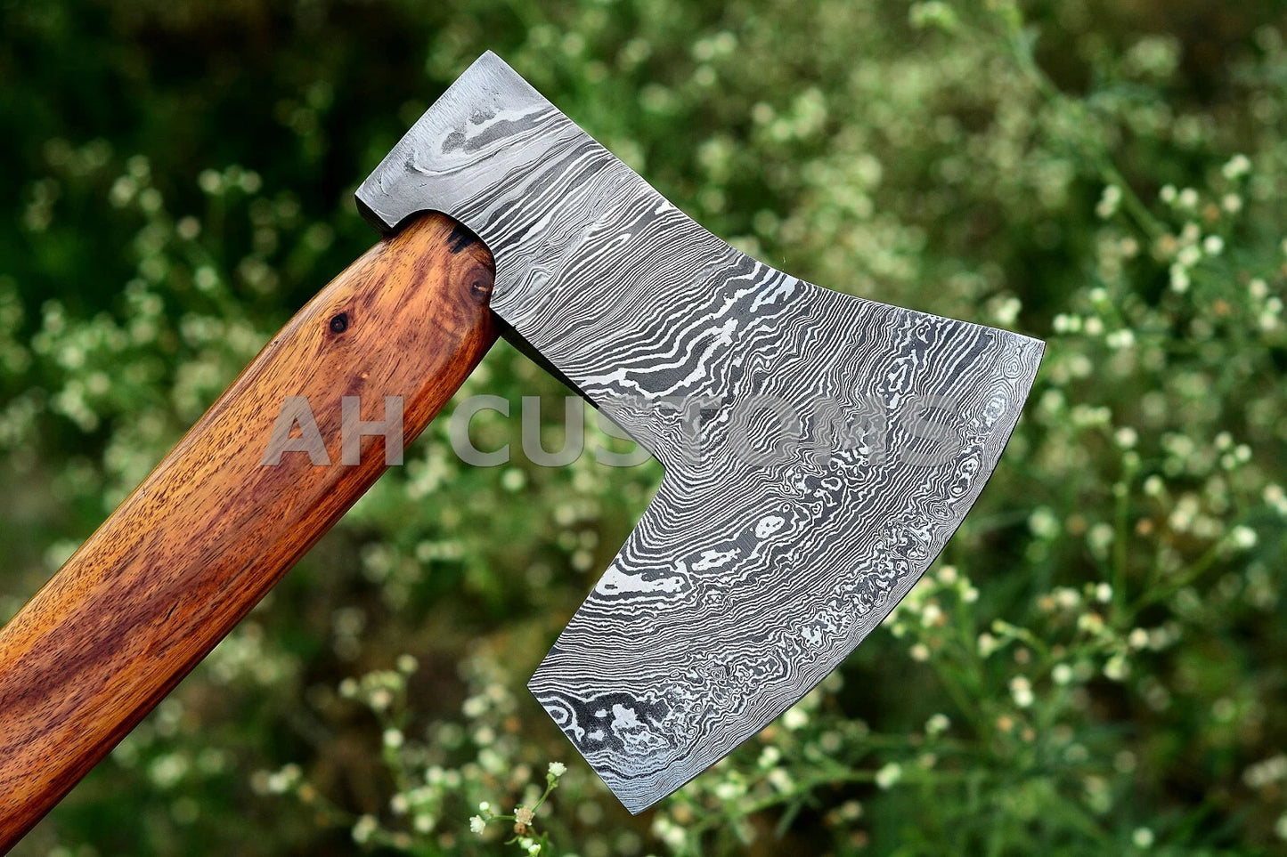 HANDMADE FORGED DAMASCUS STEEL TOMAHAWK, HATCHET, AXE ,INTEGRAL