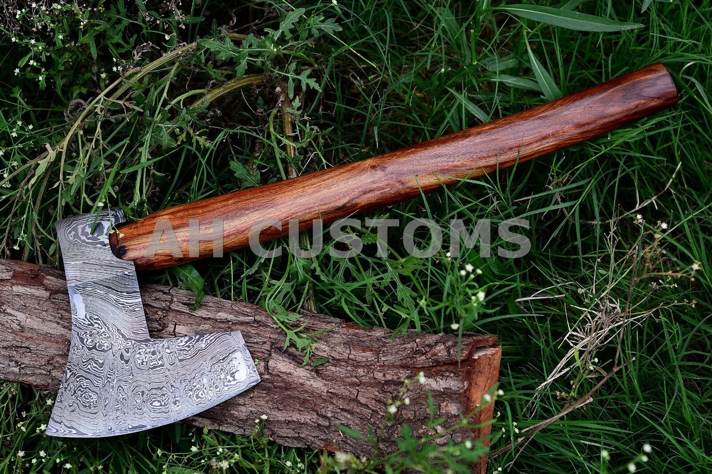 HANDMADE FORGED DAMASCUS STEEL TOMAHAWK, HATCHET, AXE ,INTEGRAL