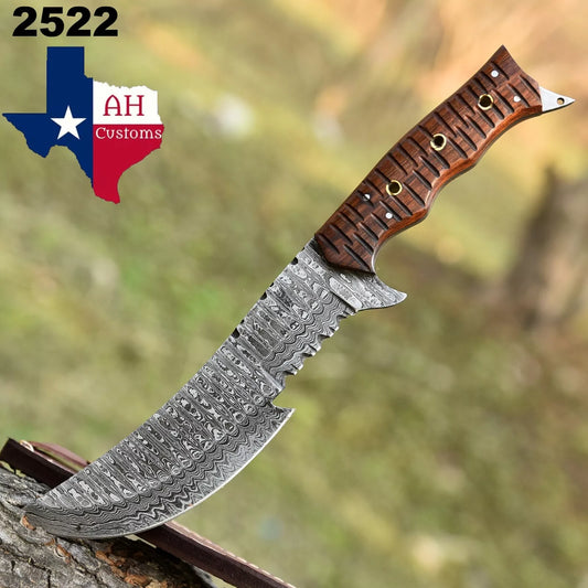 Custom Hand Made Damascus Hunting Knife / Hand Forged Damascus Steel Blade