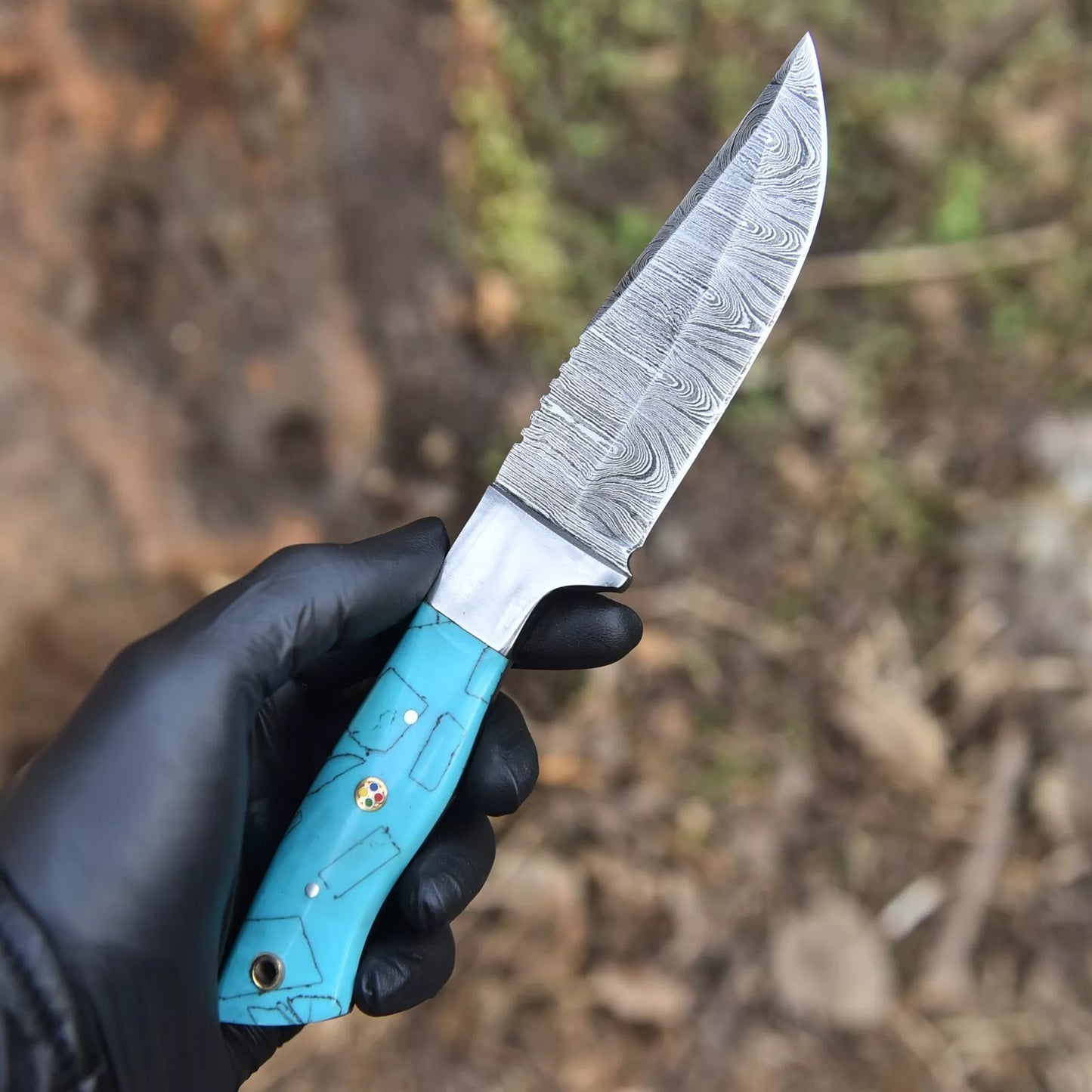 Damascus Hunting Knife Custom HandMade - Hand Forged Damascus Steel Blade