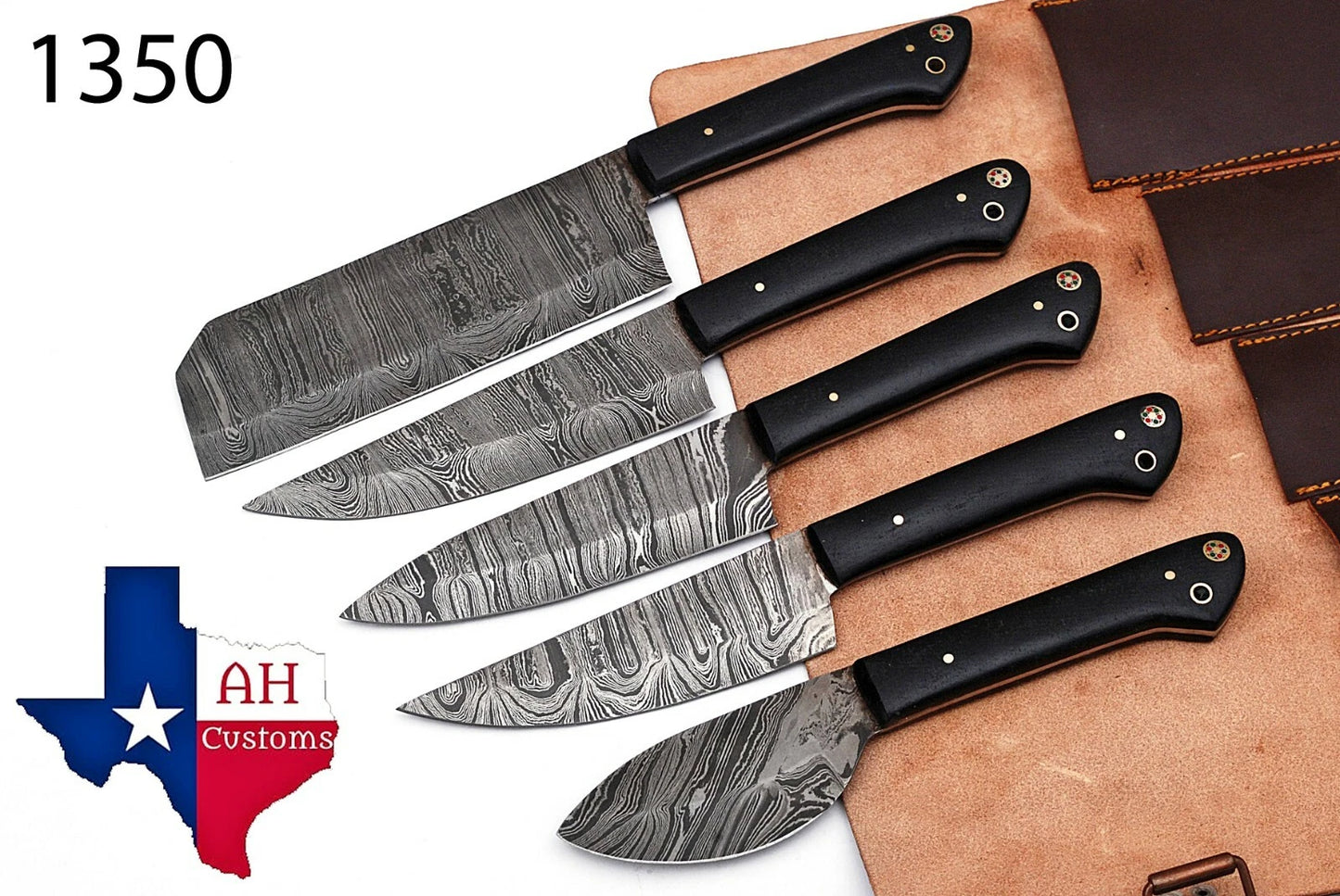 5 HAND FORGED DAMASCUS STEEL CHEF KITCHEN KNIFE SET WITH MICARTA HANDLE
