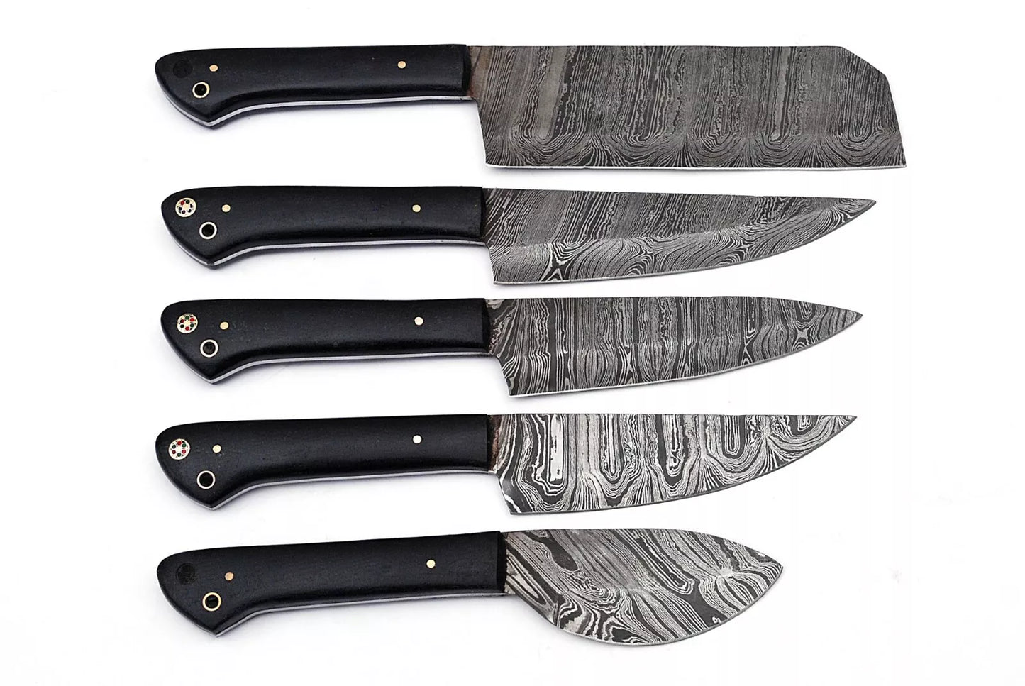 5 HAND FORGED DAMASCUS STEEL CHEF KITCHEN KNIFE SET WITH MICARTA HANDLE