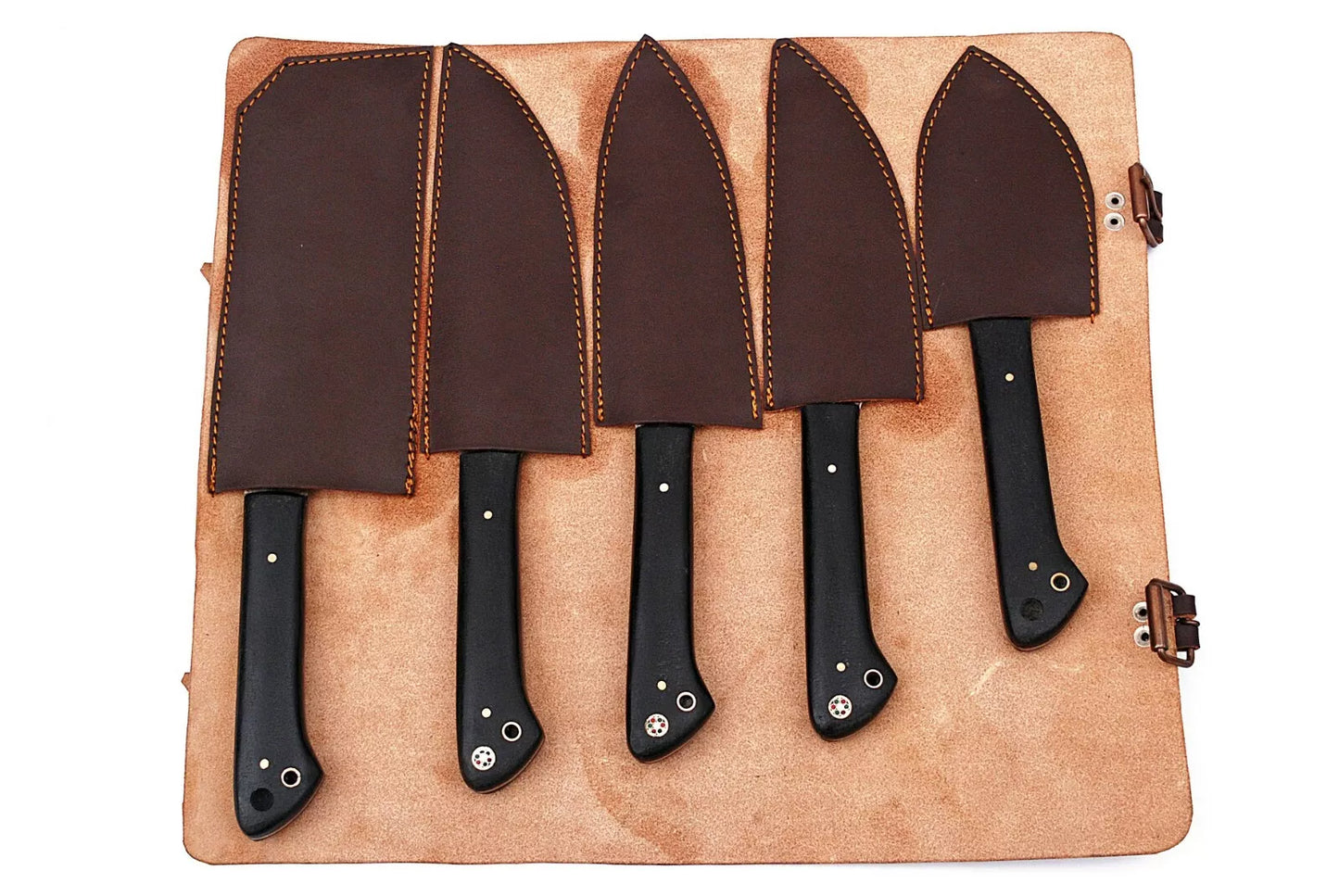 5 HAND FORGED DAMASCUS STEEL CHEF KITCHEN KNIFE SET WITH MICARTA HANDLE
