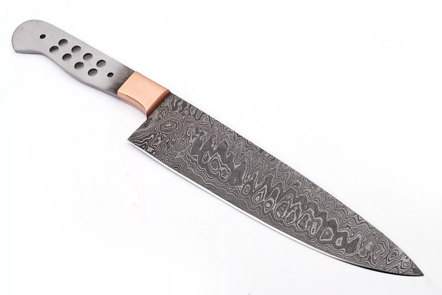 12"CUSTOM HAND FORGED DAMASCUS STEEL CHEF BLANK BLADE KNIFE