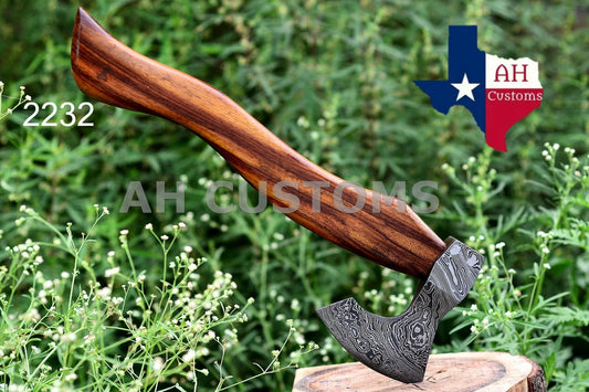 HANDMADE FORGED DAMASCUS STEEL TOMAHAWK, HATCHET, AXE ,INTEGRAL