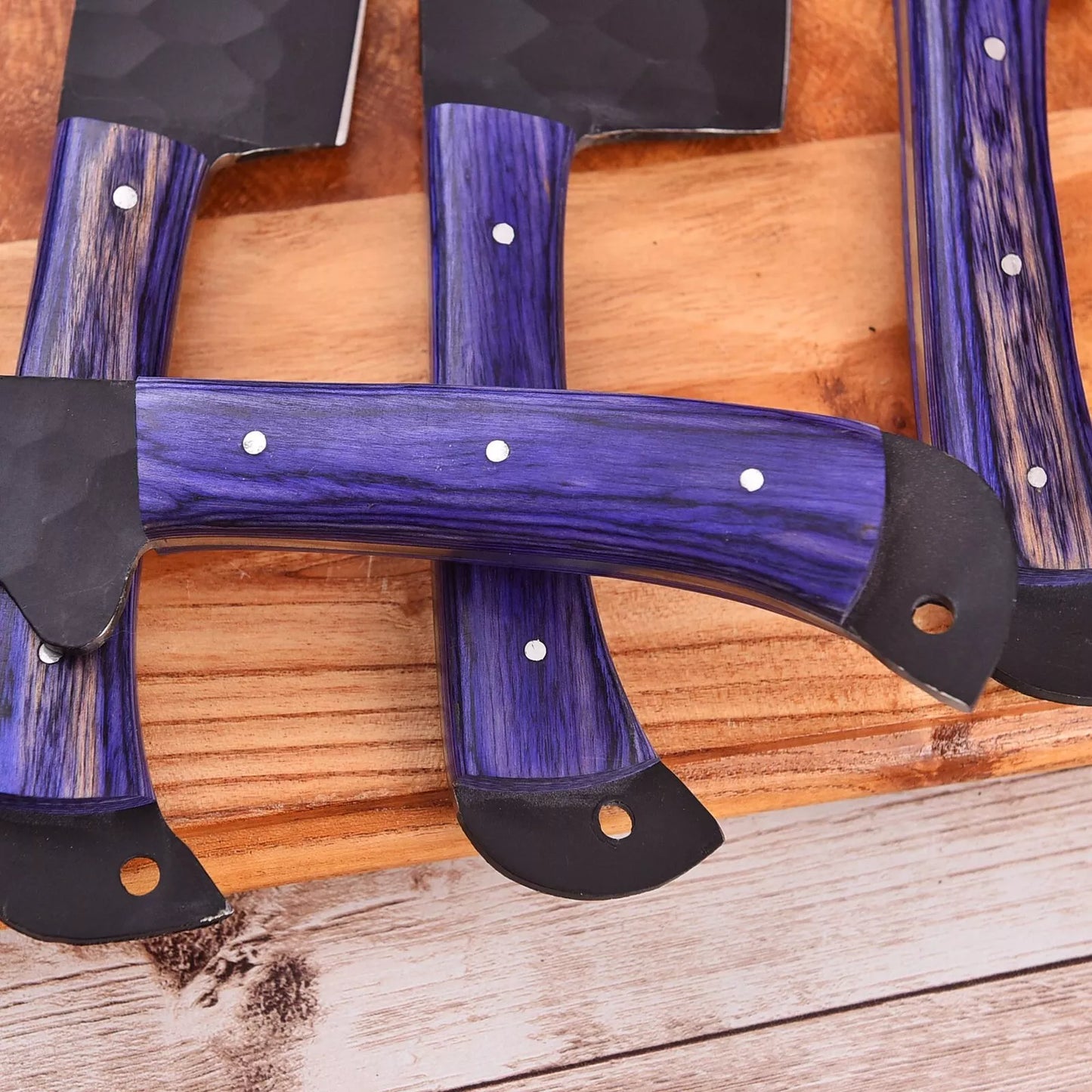 Custom Made Chef Set Kitchen Knife Cutlery - Hand Forged Carbon Steel Set