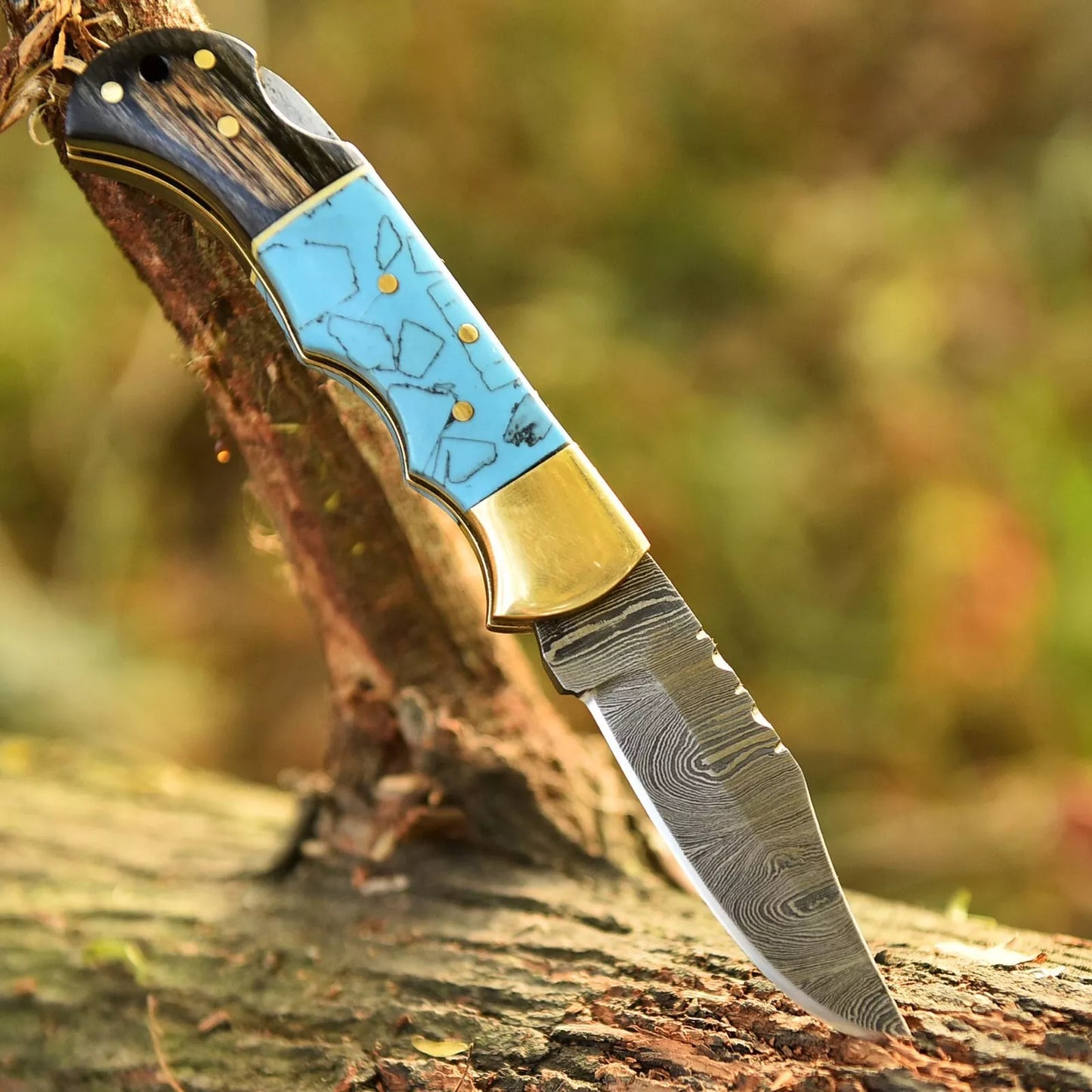 Damascus Pocket Knife Hand Forged Folding Blade Back Lock Everyday Carry