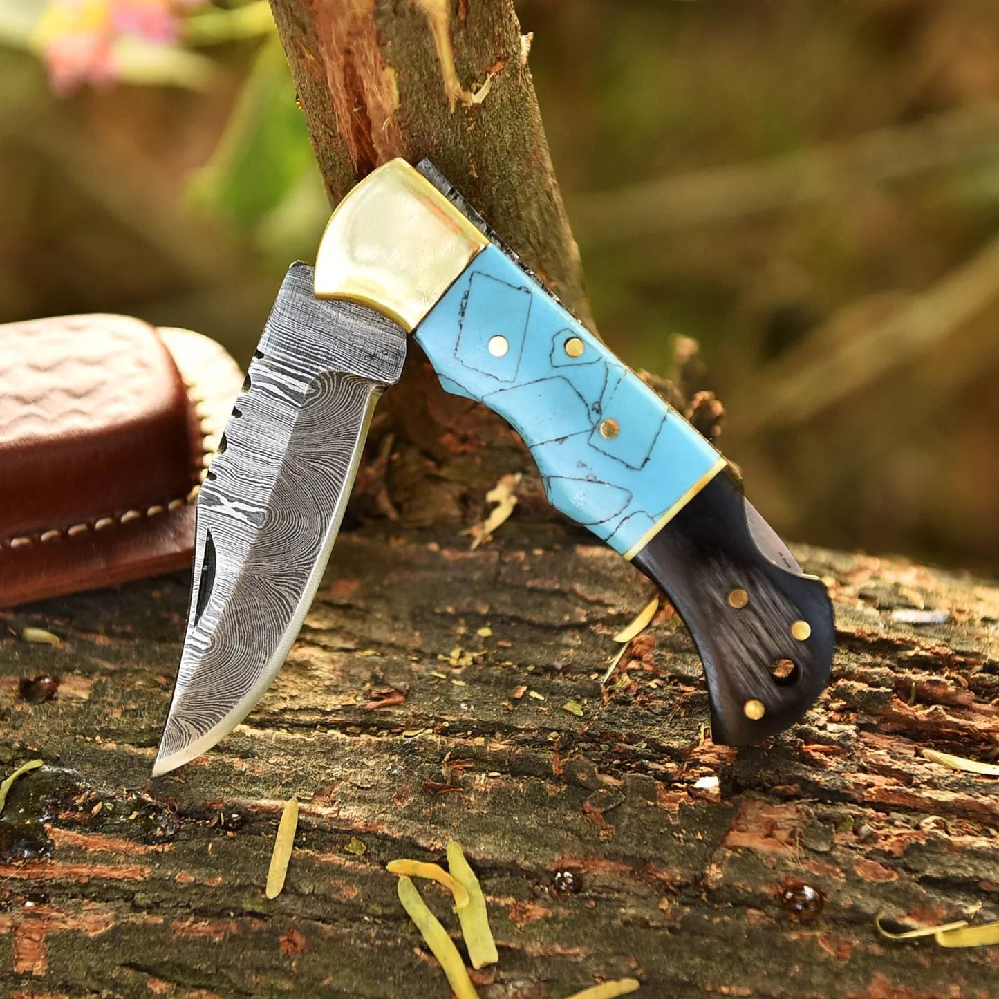 Damascus Pocket Knife Hand Forged Folding Blade Back Lock Everyday Carry