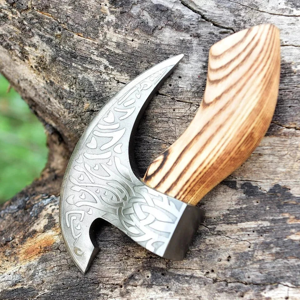 Pizza Axe Viking Pizza Cutter Stainless Steel Hand Forged With Wooden Handle