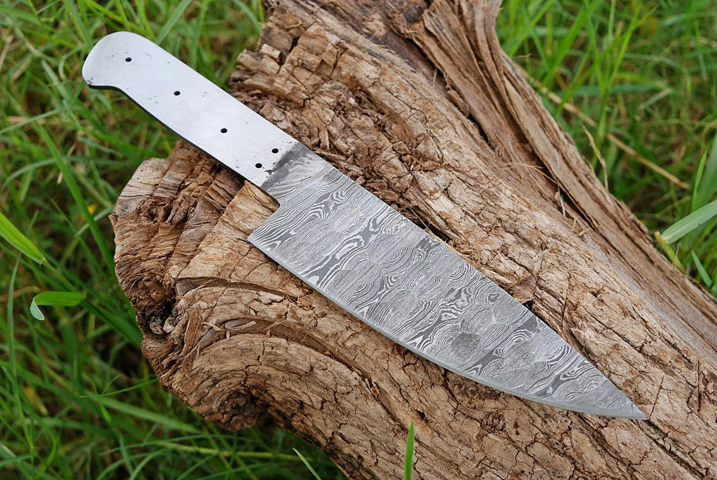 12"HAND FORGED DAMASCUS STEEL CHEF BLANK BLADE KNIFE FOR MAKING SUPPLIES