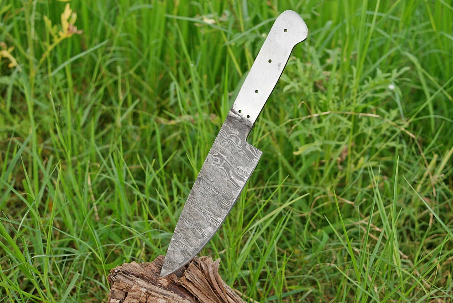 12"HAND FORGED DAMASCUS STEEL CHEF BLANK BLADE KNIFE FOR MAKING SUPPLIES