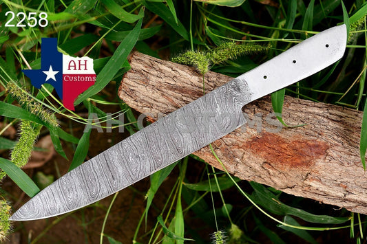 HAND FORGED BLANK BLADE DAMASCUS CHEF KNIFE MAKE YOUR OWN HANDLE