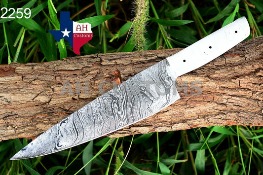 HAND FORGED BLANK BLADE DAMASCUS CHEF KNIFE MAKE YOUR OWN HANDLE