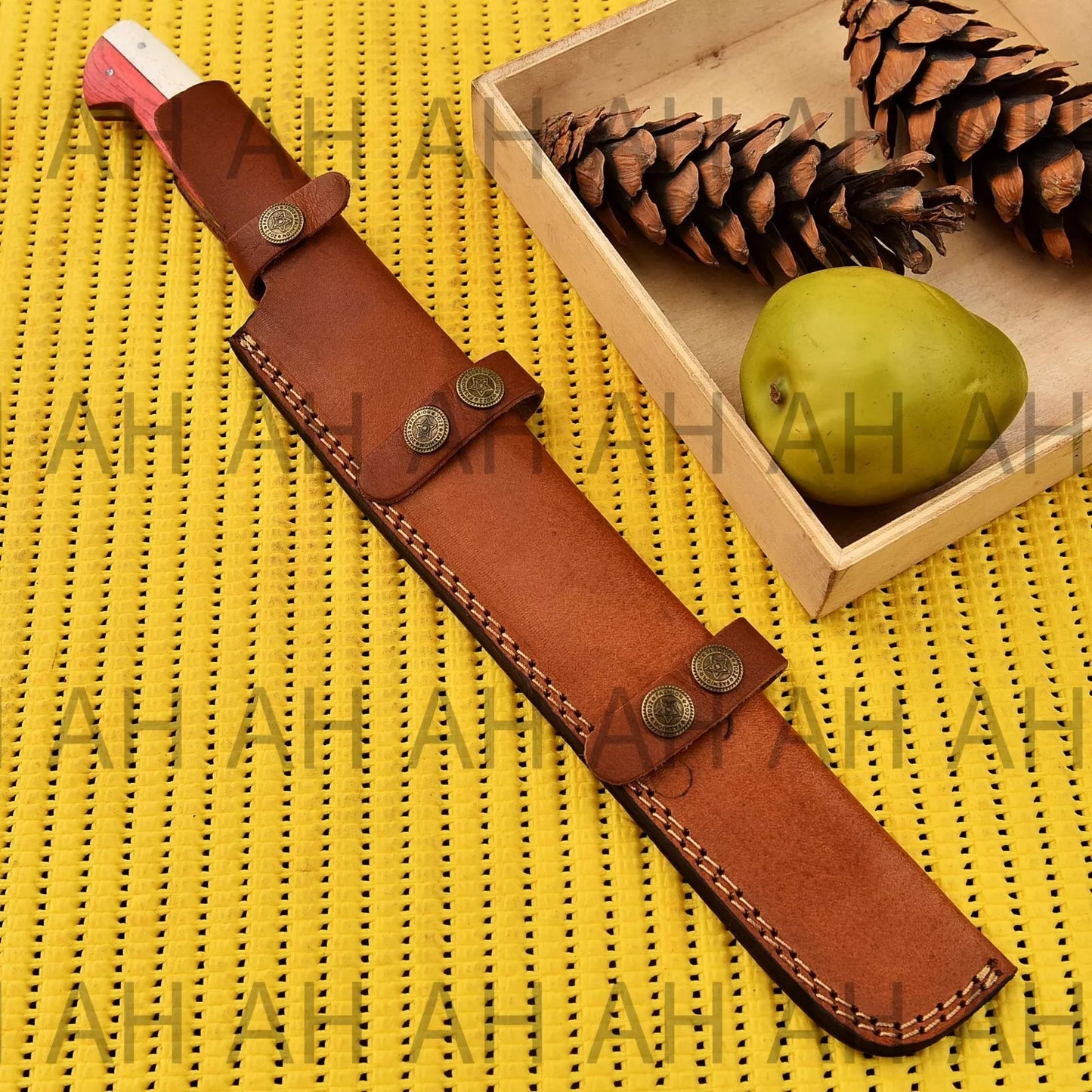 15"HAND FORGED D2 STEEL DIAMOND PATTERN BUTCHER/BRISKET CHEF KNIFE