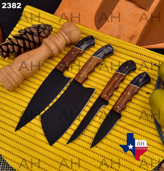 CUSTOM HANDMADE FORGED CARBON STEEL CHEF KNIFE KITCHEN KNIVES CHEF SET