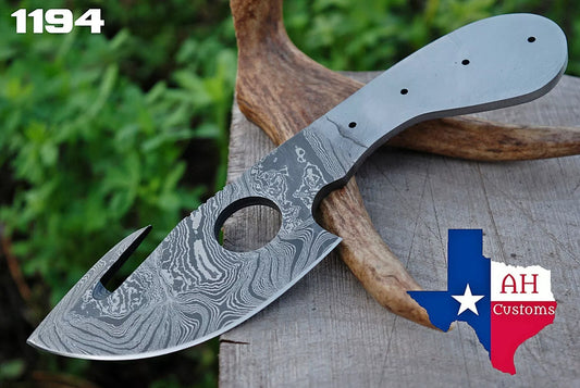 HAND FORGED GUTHOOK DAMASCUS SKINNER KNIFE BLANK BLADE MAKE YOUR OWN HANDLE