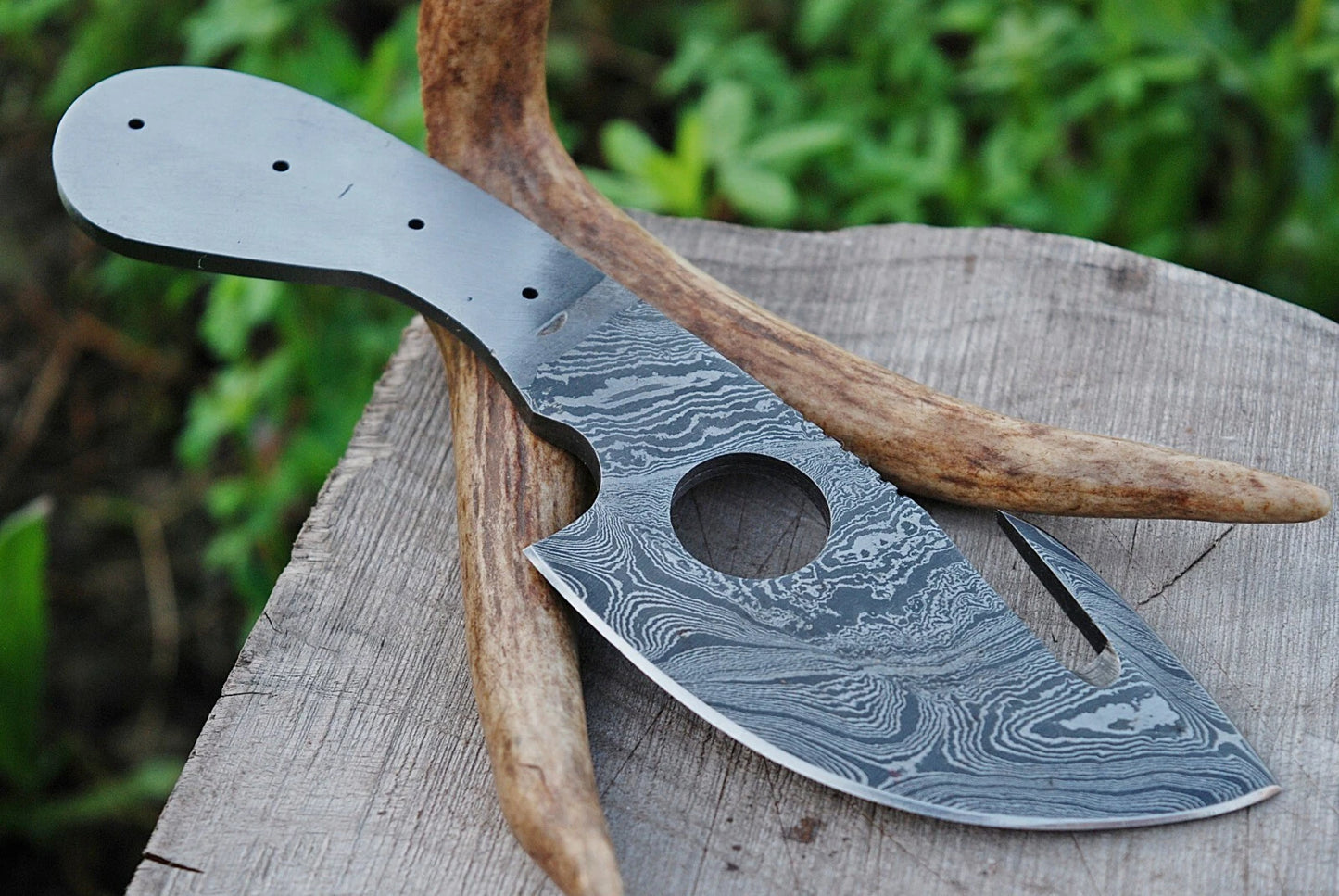 HAND FORGED GUTHOOK DAMASCUS SKINNER KNIFE BLANK BLADE MAKE YOUR OWN HANDLE