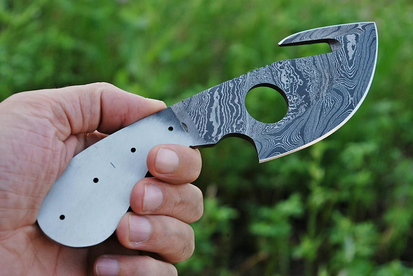 HAND FORGED GUTHOOK DAMASCUS SKINNER KNIFE BLANK BLADE MAKE YOUR OWN HANDLE