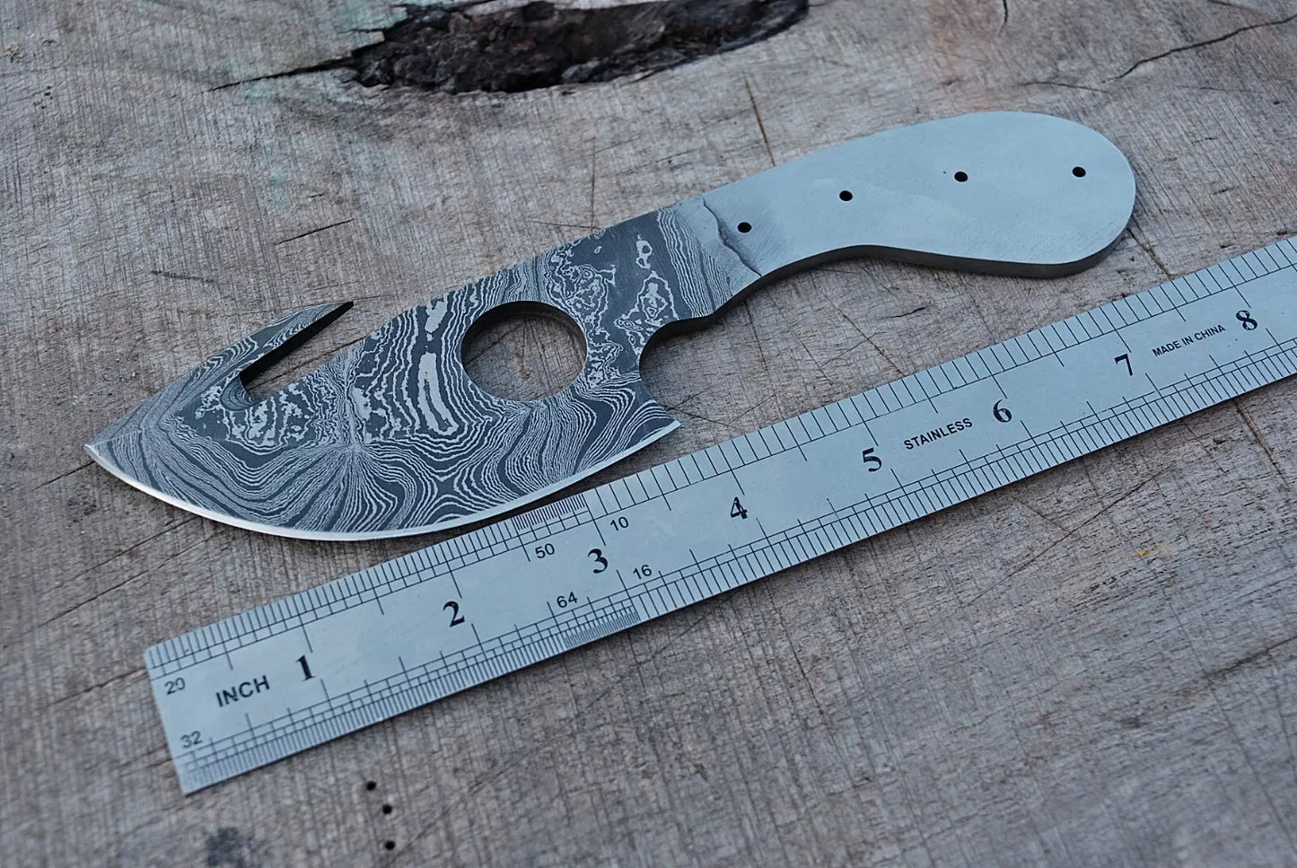 HAND FORGED GUTHOOK DAMASCUS SKINNER KNIFE BLANK BLADE MAKE YOUR OWN HANDLE