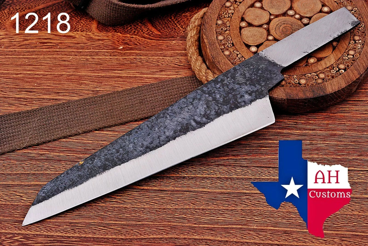 1095 HAND FORGED RAILROAD SPIKE BLANK BLADE CHEF KNIFE AH DAMASCUS