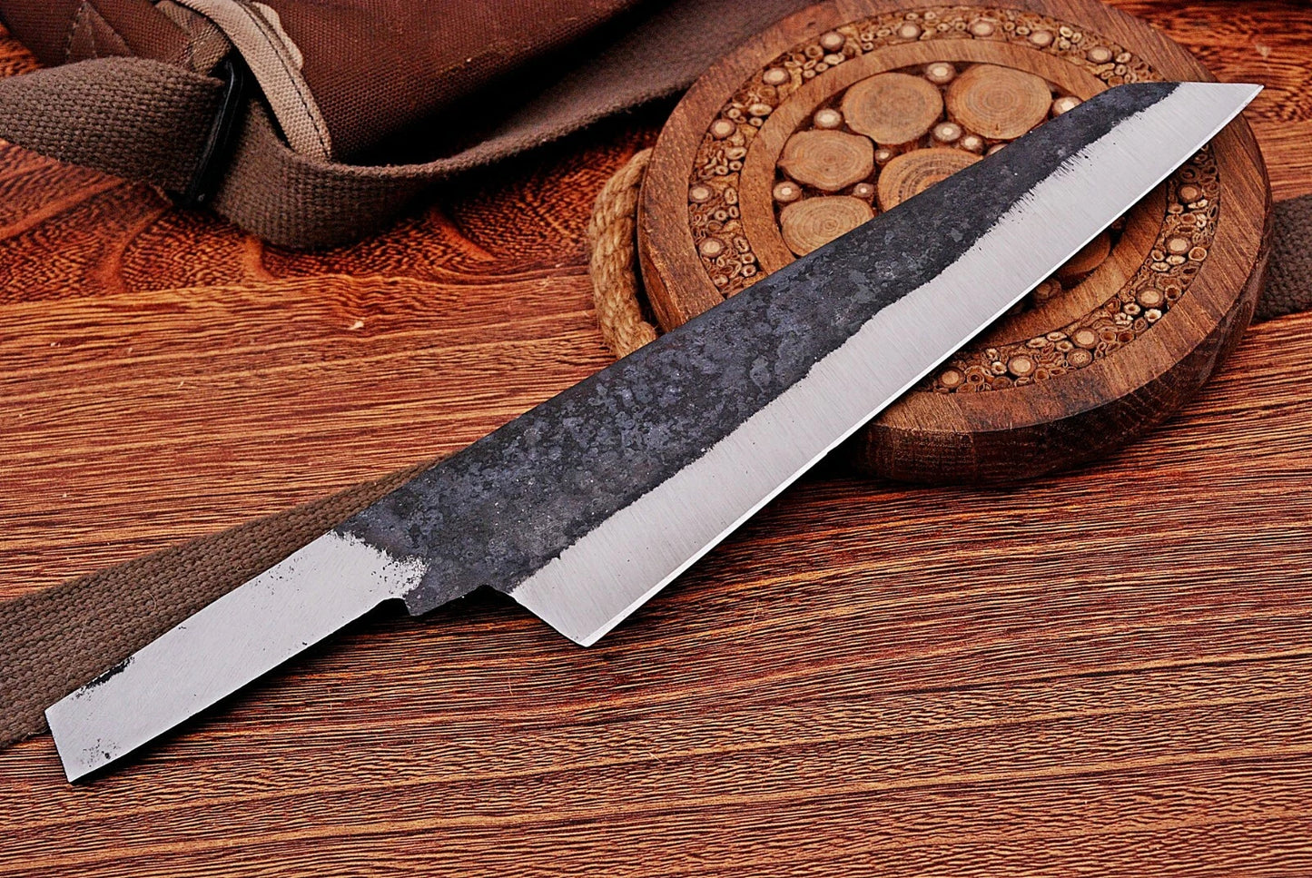 1095 HAND FORGED RAILROAD SPIKE BLANK BLADE CHEF KNIFE AH DAMASCUS