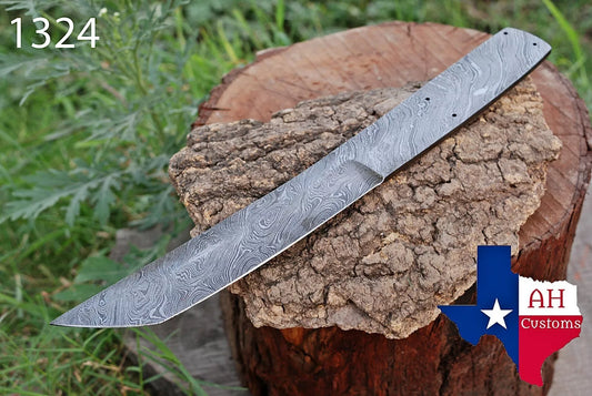 HAND FORGED DAMASCUS STEEL TANTO HUNTING BLANK BLADE KNIFE FULL TANG