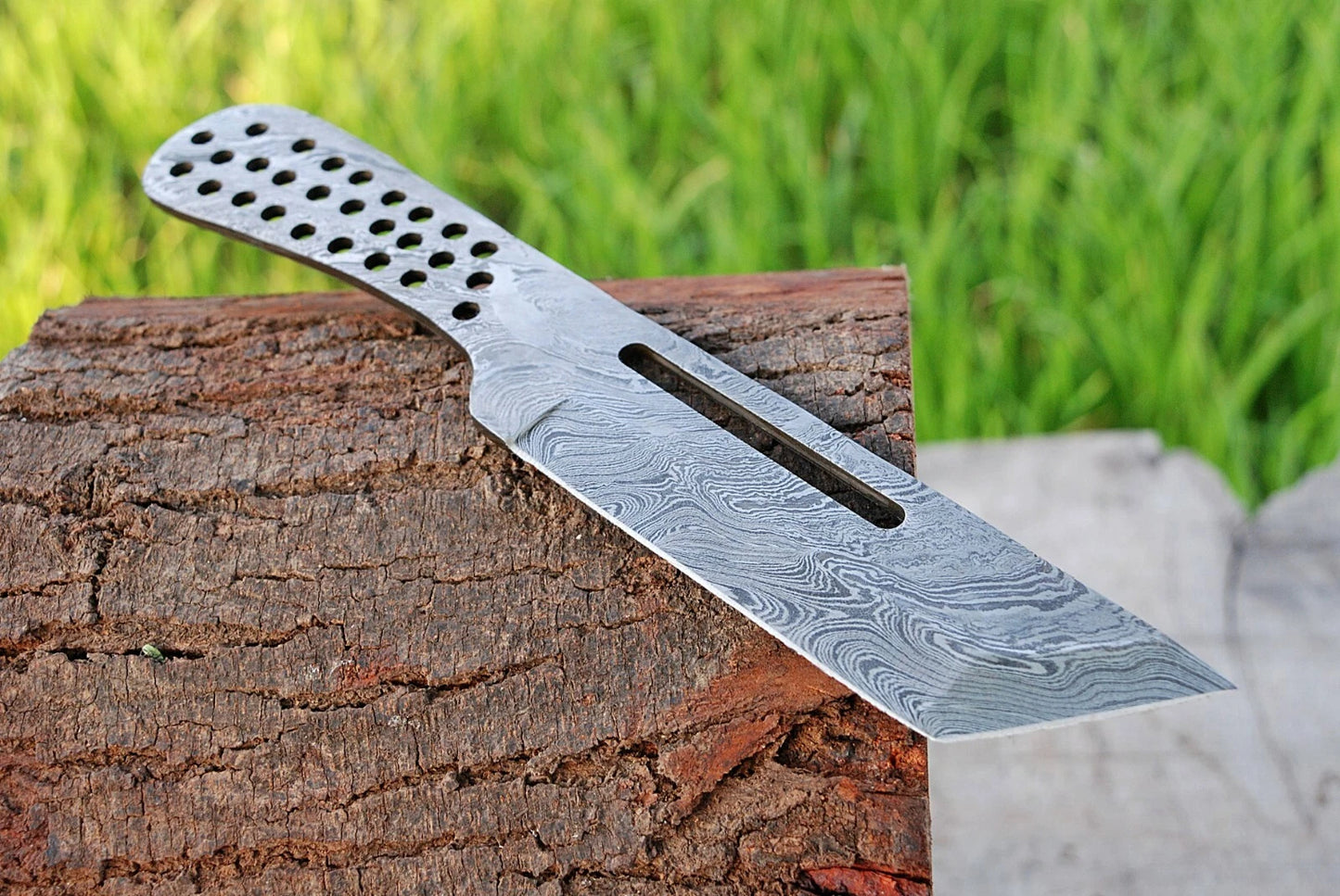 HAND FORGED DAMASCUS STEEL BLANK BLADE TANTO HUNTING FULL TANG KNIFE